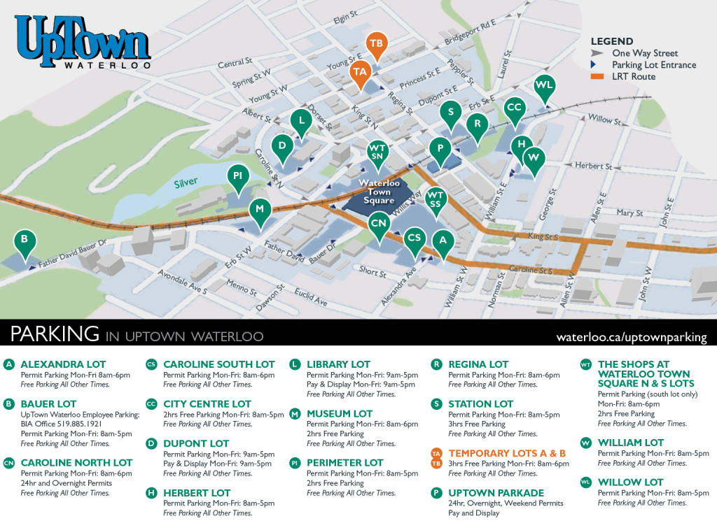 Uptownparking Map Uptown Waterloo Business Improvement Area